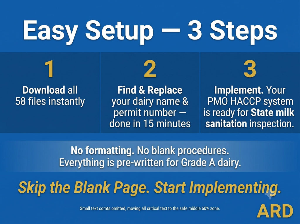 HACCP for Dairy Processing Documentation System Full Pack + ( Bonus Grade A PMO 2023 Compliant )