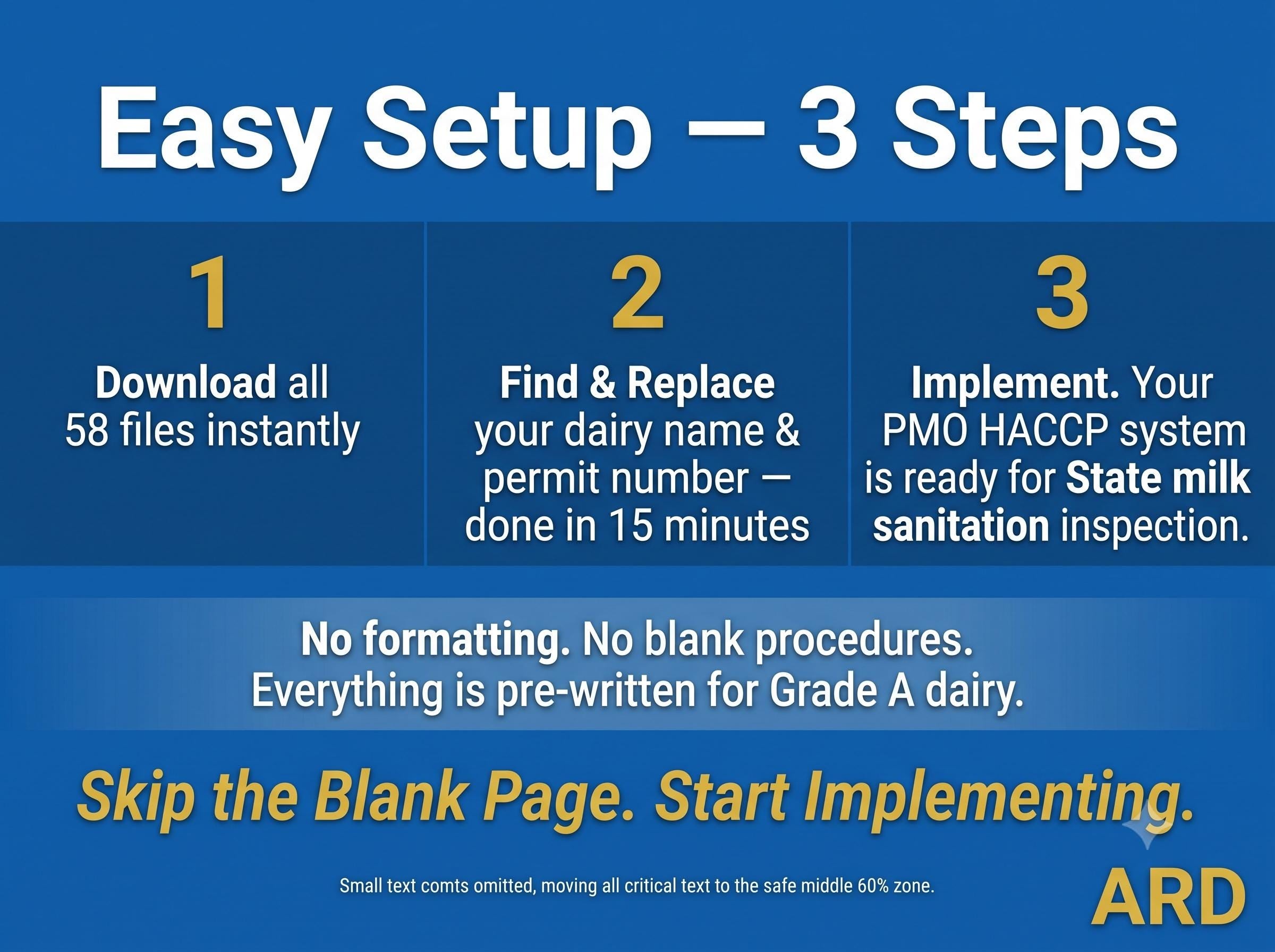 HACCP for Dairy Processing Documentation System Full Pack + ( Bonus Grade A PMO 2023 Compliant )