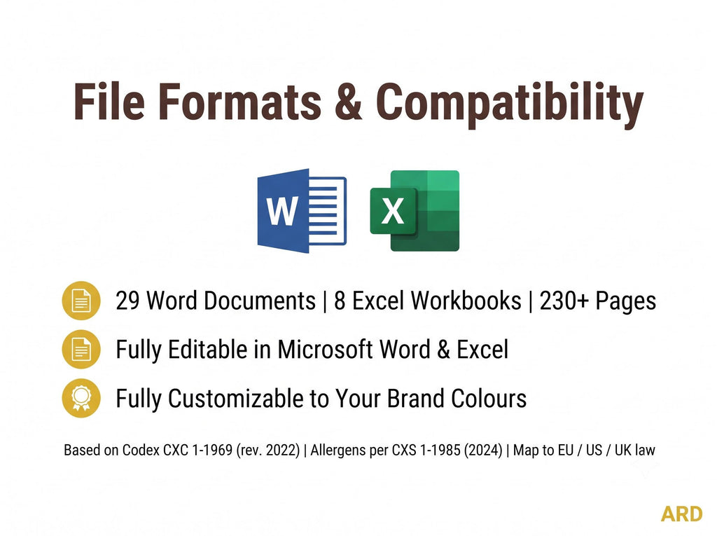 Coffee Shop HACCP Food Safety System Full Pack Documents ( Editable Word Excel Cafe Manual Procedures Logs Allergen Audit Checklist )