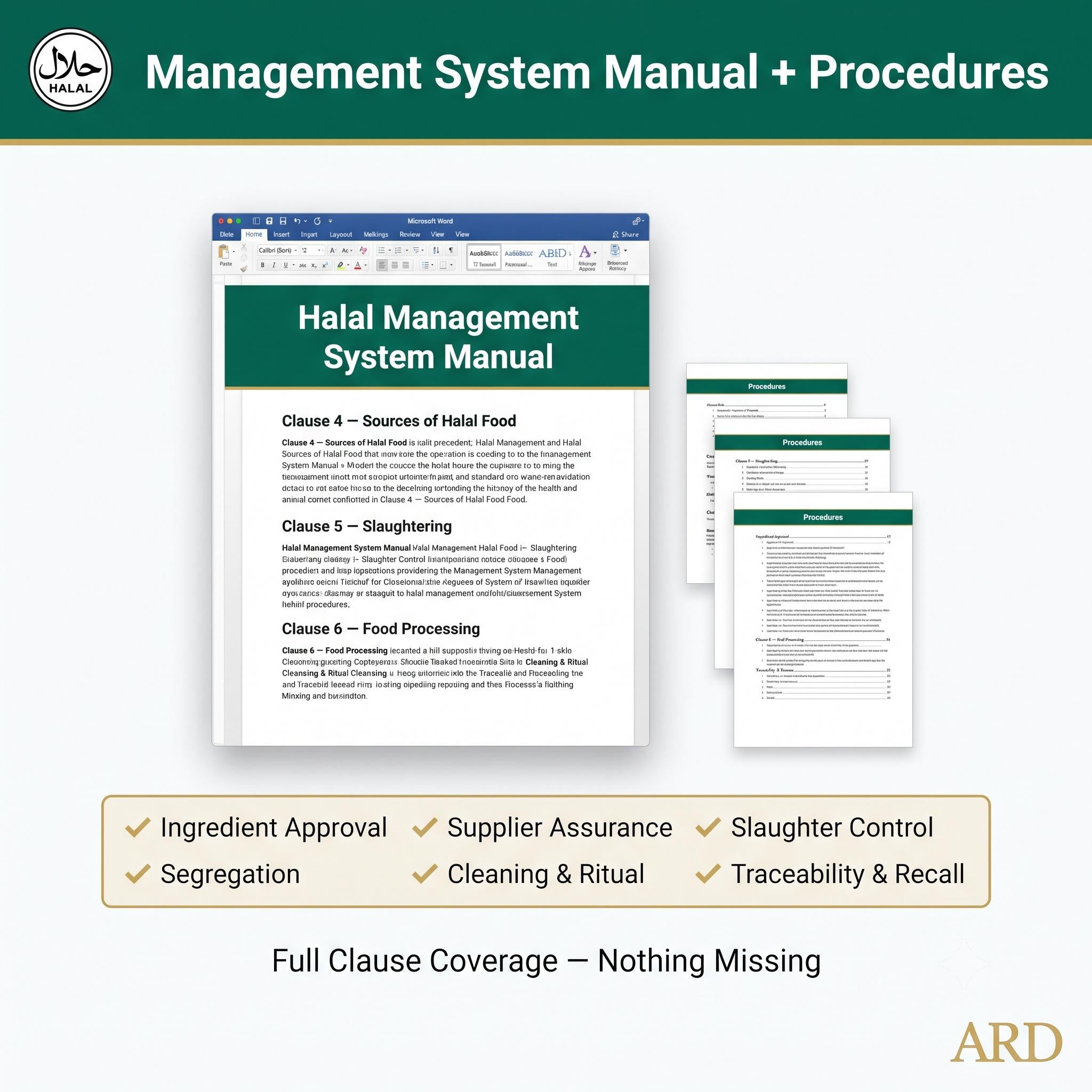 Halal Certification Documentation System Full Pack | OIC/SMIIC 1:2019 | 48 Editable Files | HACCP Slaughter Traceability Audit Records