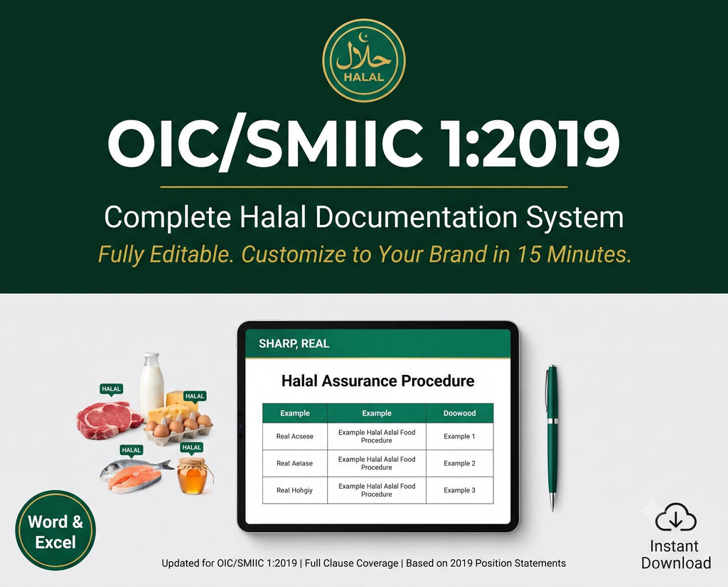 Halal Certification Documentation System Full Pack | OIC/SMIIC 1:2019 | 48 Editable Files | HACCP Slaughter Traceability Audit Records