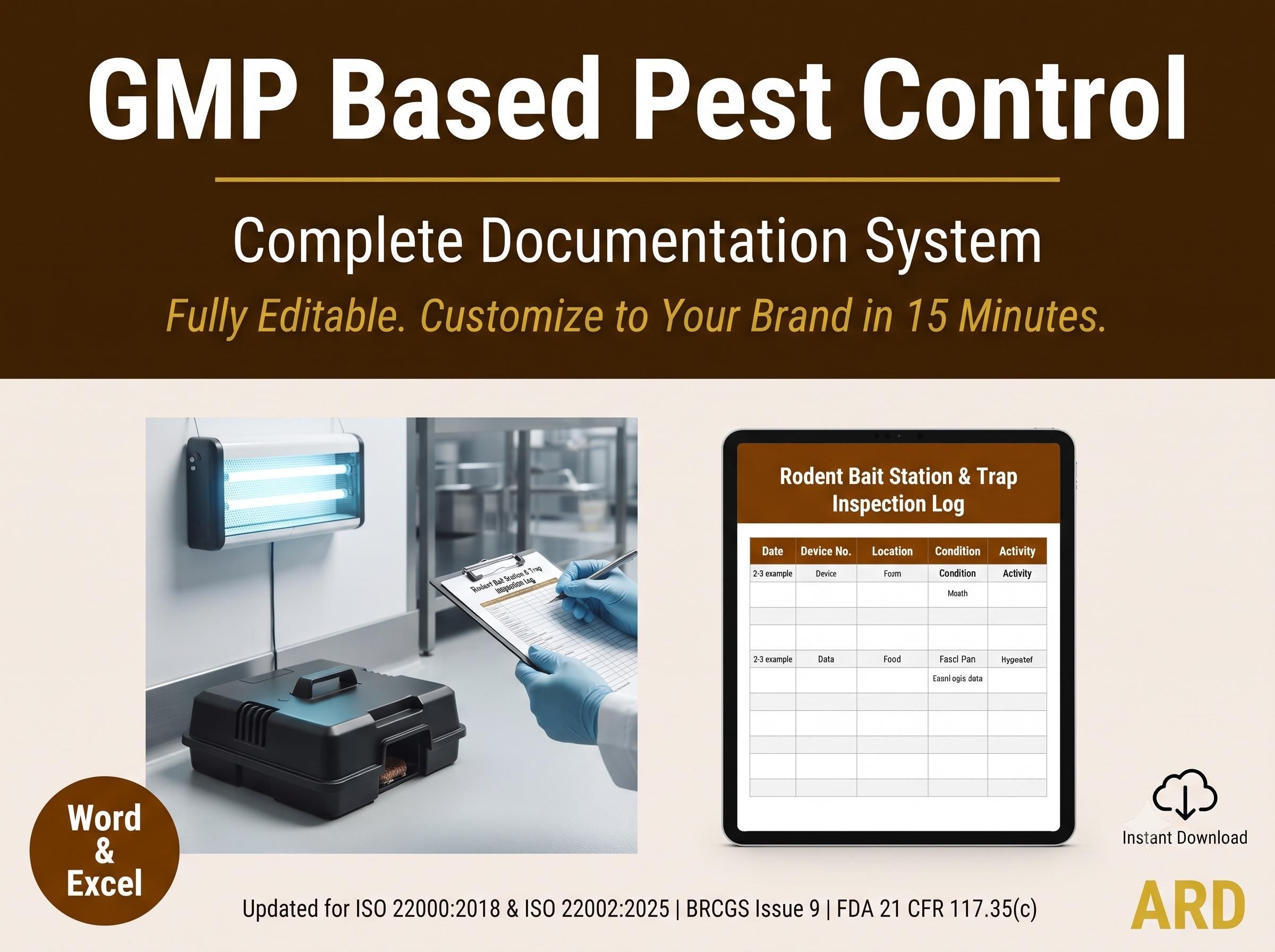 Pest Control System IPM Program Documents Full Pack for Food Manufacturing ISO 22000 BRCGS HACCp