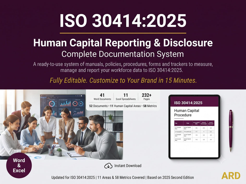 ISO 30414:2025 Human Capital Reporting System Full Pack ( 52 Documents | HR Metrics KPI Workforce Analytics HRMs )