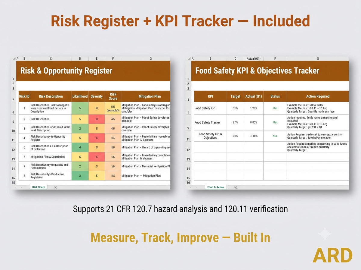 FDA Juice HACCP Documentation System Full Pack ( 21 CFR Part 120 5-Log SSOp Food Safety ), Editable Word Excel, Digital Download