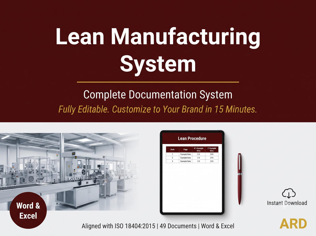 Lean Manufacturing System Full Pack ( 49 Documents | VSM 5S SMED Kaizen TPM Kanban | Procedures SOPs Audit Checklist | Editable Word Excel )
