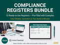 Compliance Registers Bundle | 10 ISO Templates Pre-Filled with Examples | Legal Risk Supplier Permit Calibration KPI | Excel