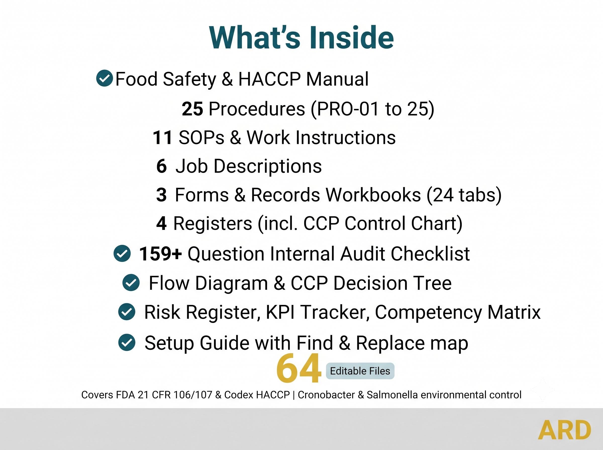 FDA Based Infant Formula Baby Food HACCP System Full Pack