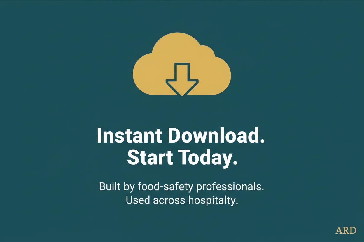 HACCP Food Safety Documentation Kit for Hotels & Hospitality Foodservice — FDA Food Code 2022 | Codex HACCP | 54 Documents, 206 Pages