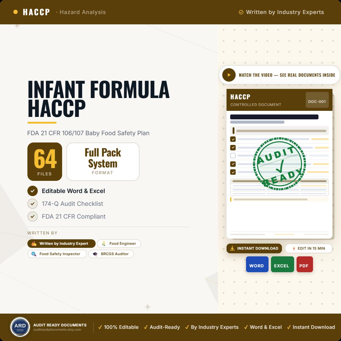 FDA Based Infant Formula Baby Food HACCP System Full Pack
