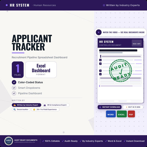 Applicant Tracker Spreadsheet, Recruitment Candidate Tracker, Hiring Pipeline Dashboard, Editable Word Excel, Digital Download