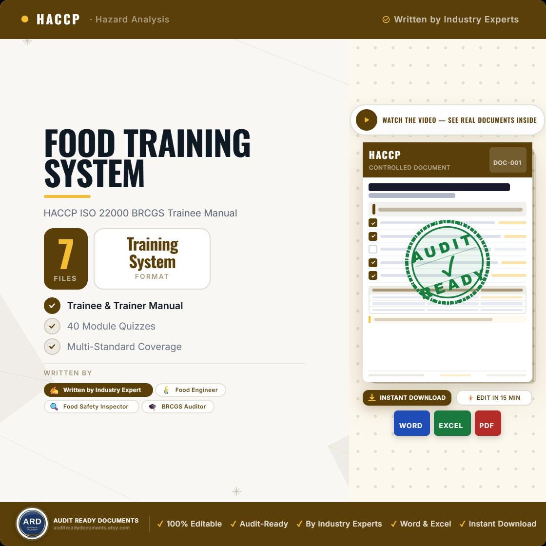 Food Safety Training System Full Pack Documents ( HACCP, ISO, BRCGS )