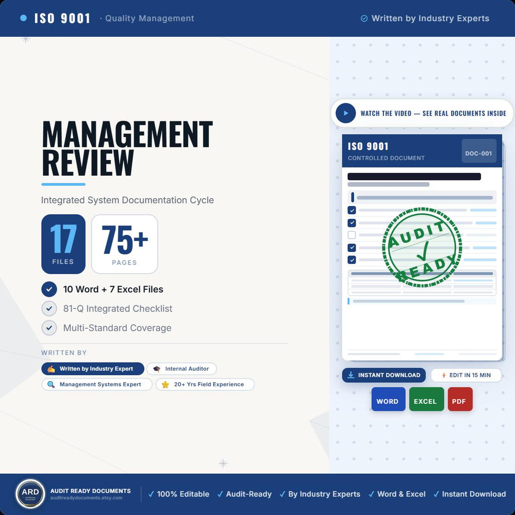 Management Review Complete Documentation System, Editable Word Excel Templates