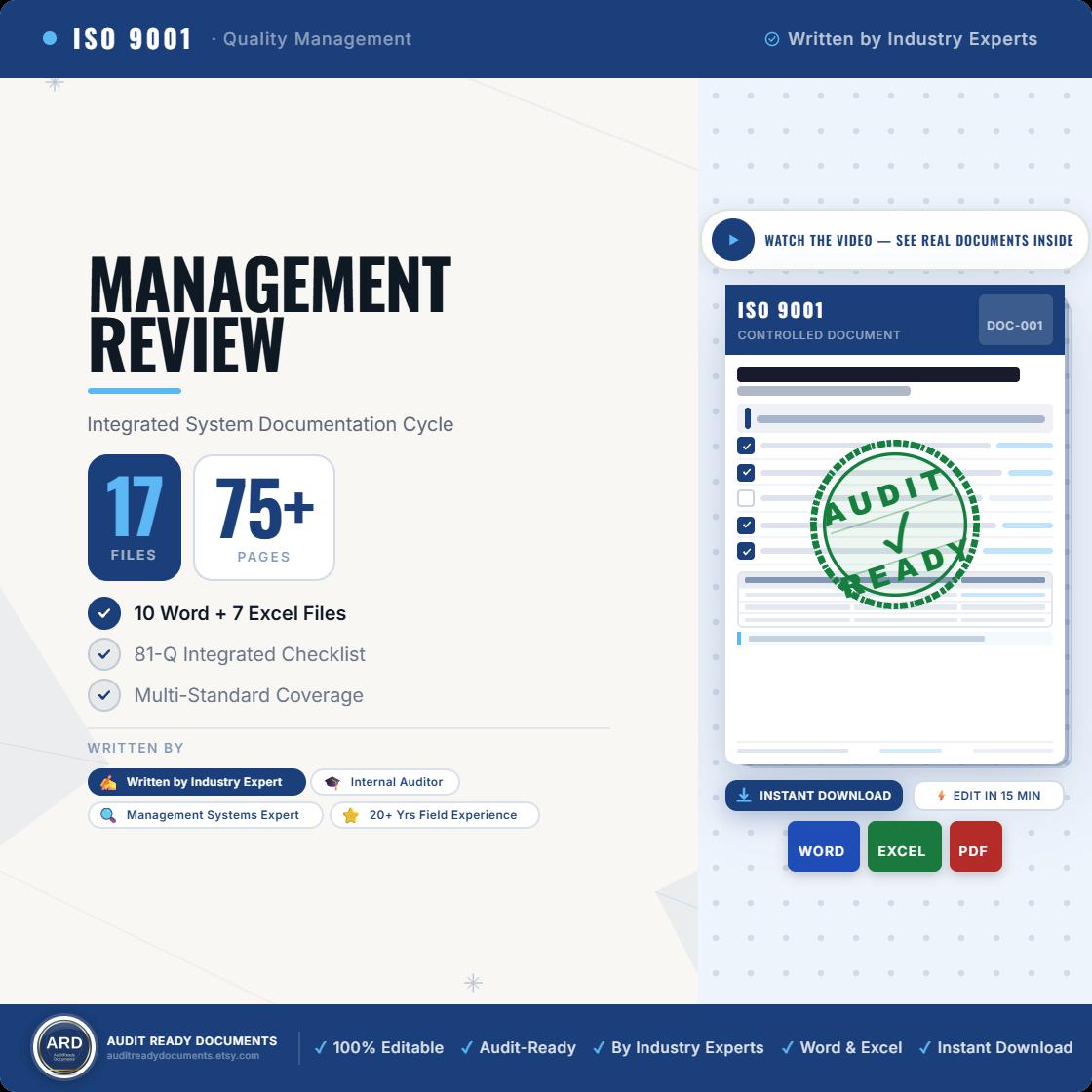 Management Review Complete Documentation System, Editable Word Excel Templates