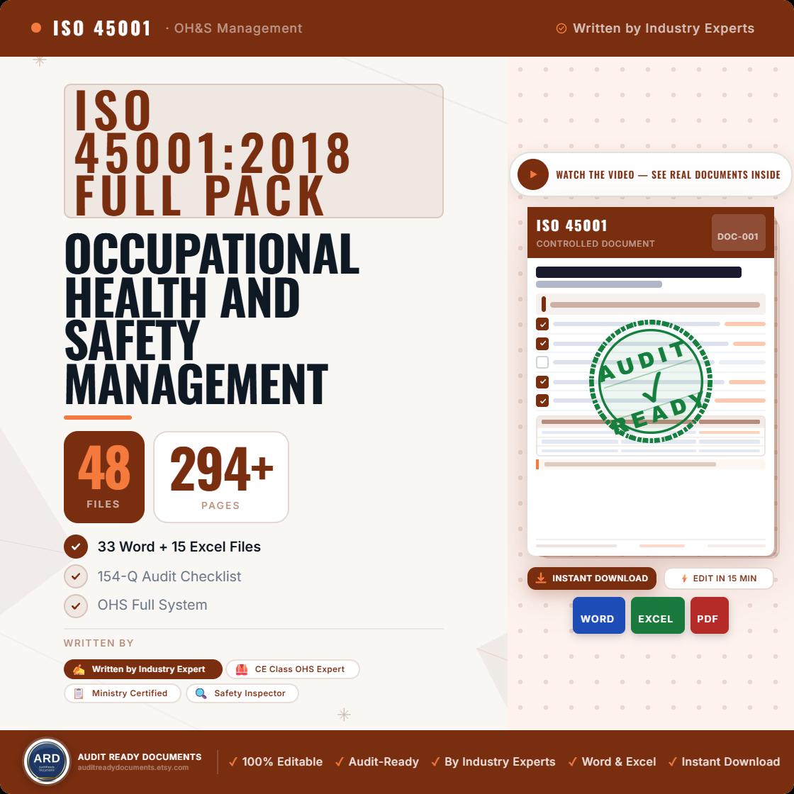 ISO 45001:2018 Occupational Health and Safety Management Full Pack System Documents