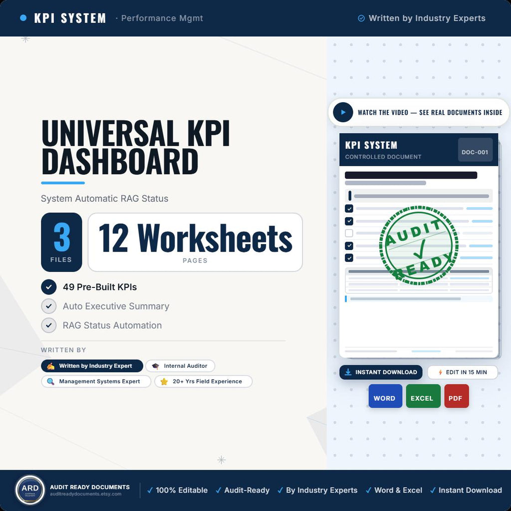 Universal KPI Dashboard System | Automatic RAG Status Executive Report (Digital Download)