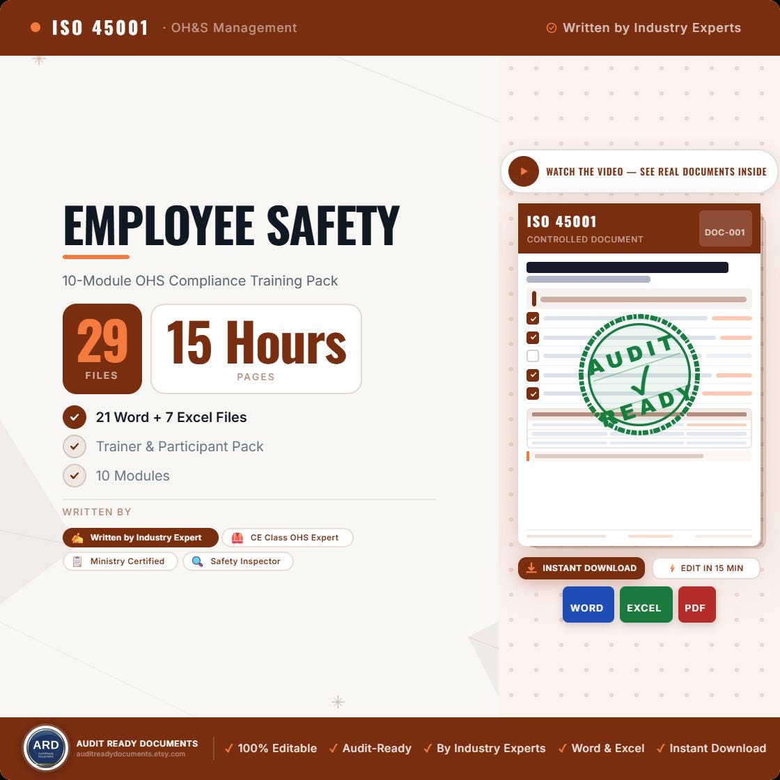 Complete Employee Safety Training Pack | 10 Modules, ISO 45001, OSHA GHS (Instant Download)
