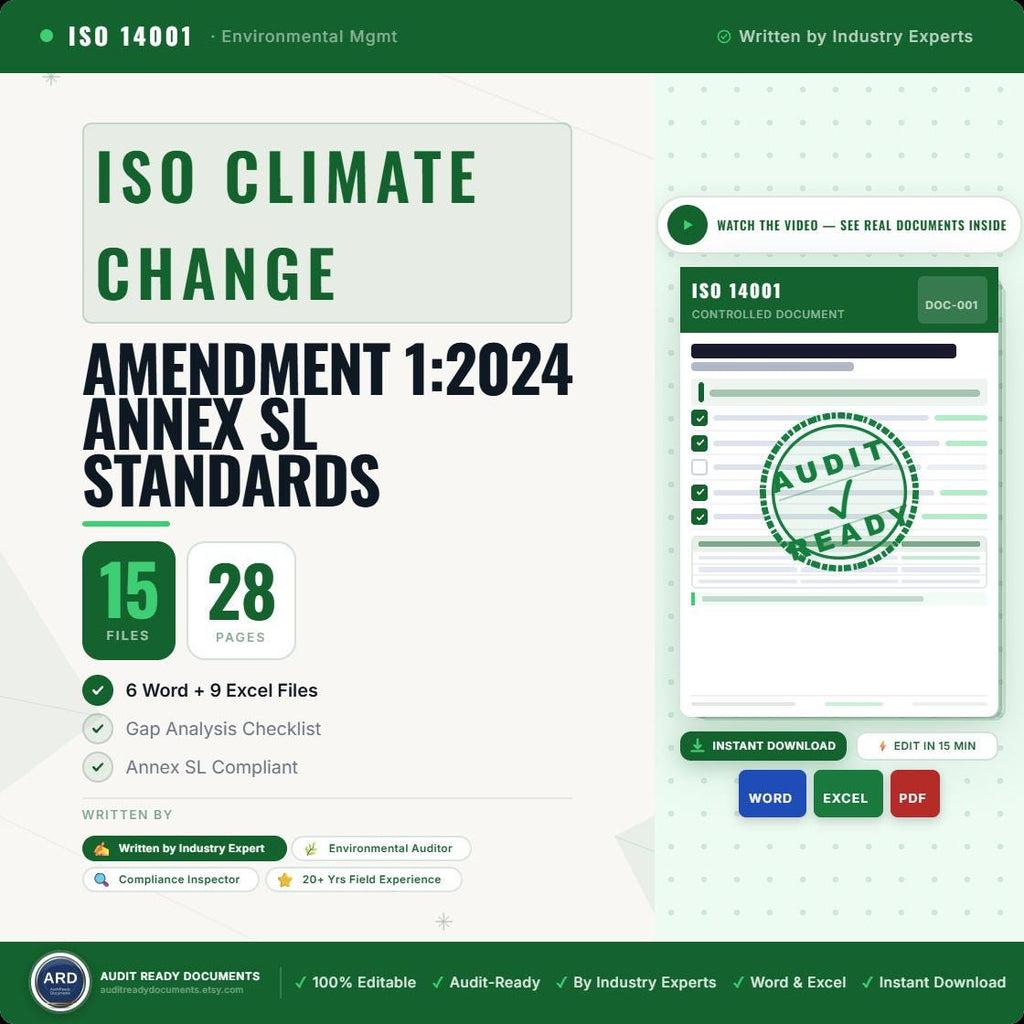 ISO Climate Change Amendment 1:2024 Add-On | Annex SL Standards System Full Pack Documents