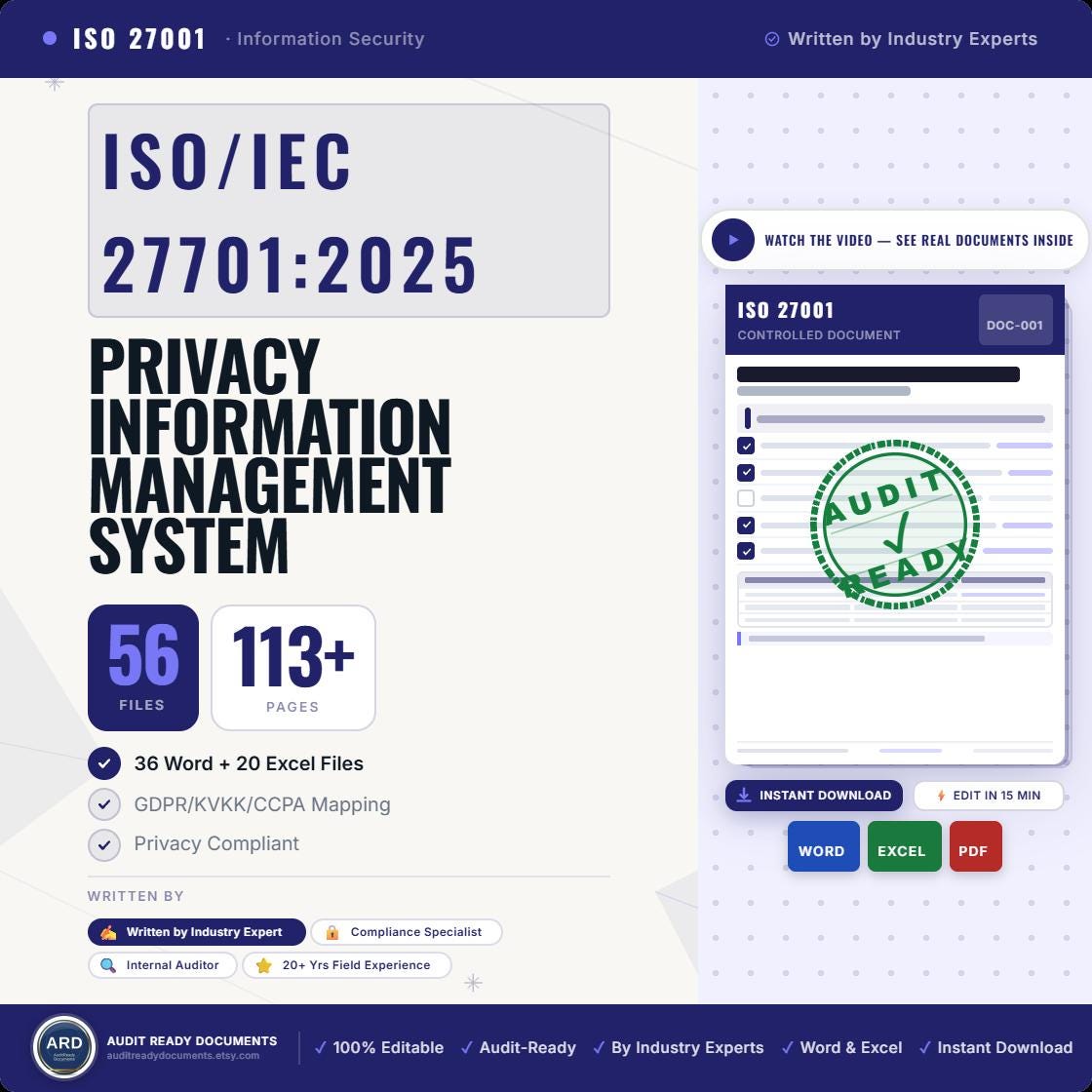 ISO/IEC 27701:2025 Privacy Information Management System Full Pack Documents