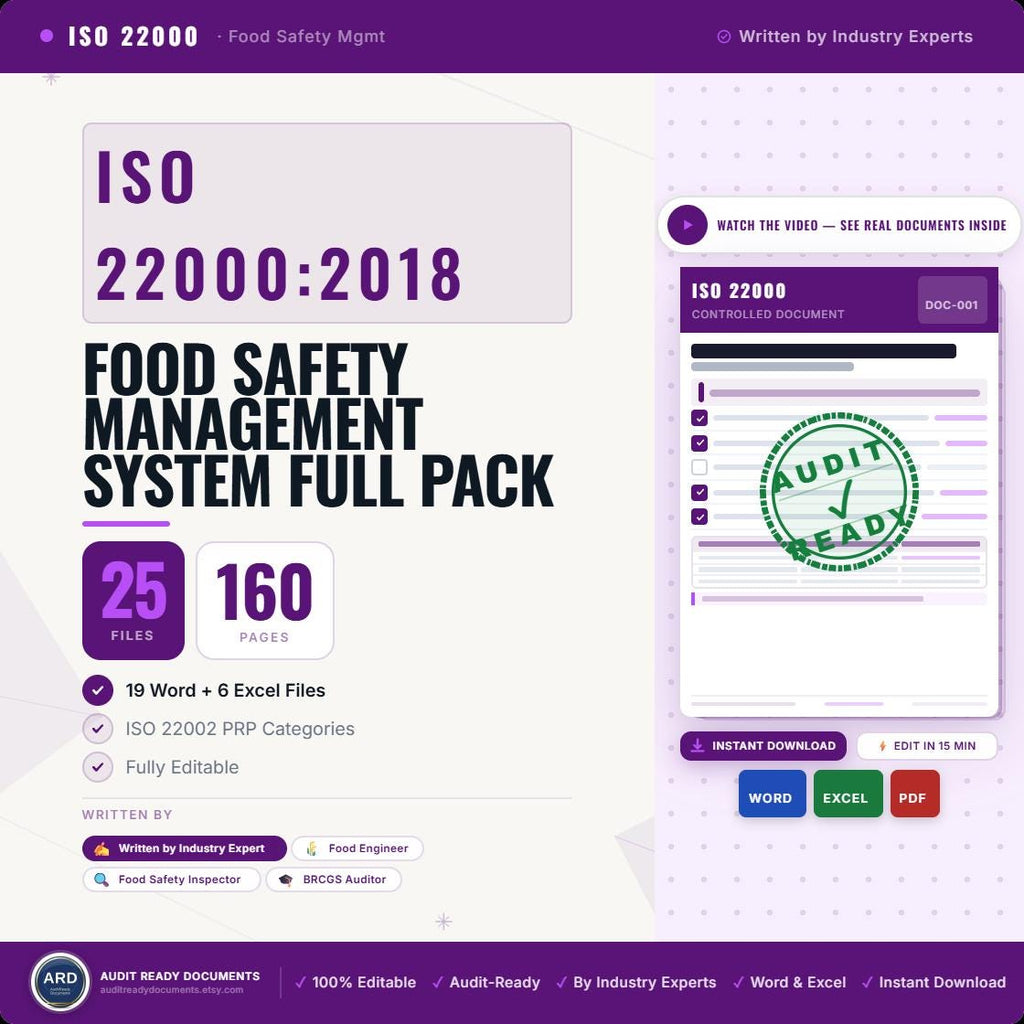 ISO 22000:2018 Food Safety System Full Pack Documents