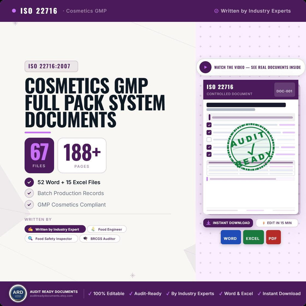 ISO 22716 Cosmetics GMP Full Pack System Documents