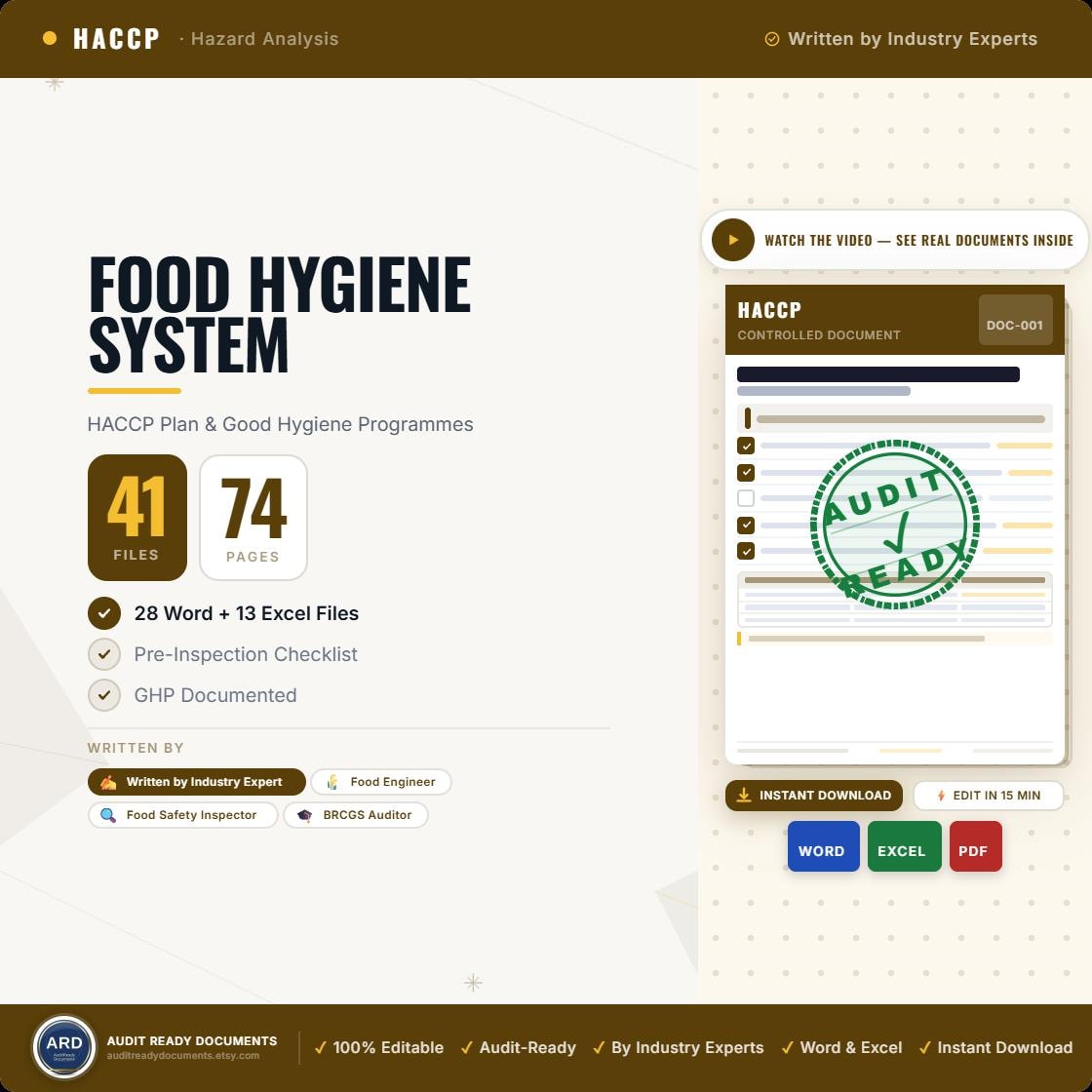 Food Safety Hygiene Full Pack System Documents | with HACCP Plan, Editable Word Excel Templates