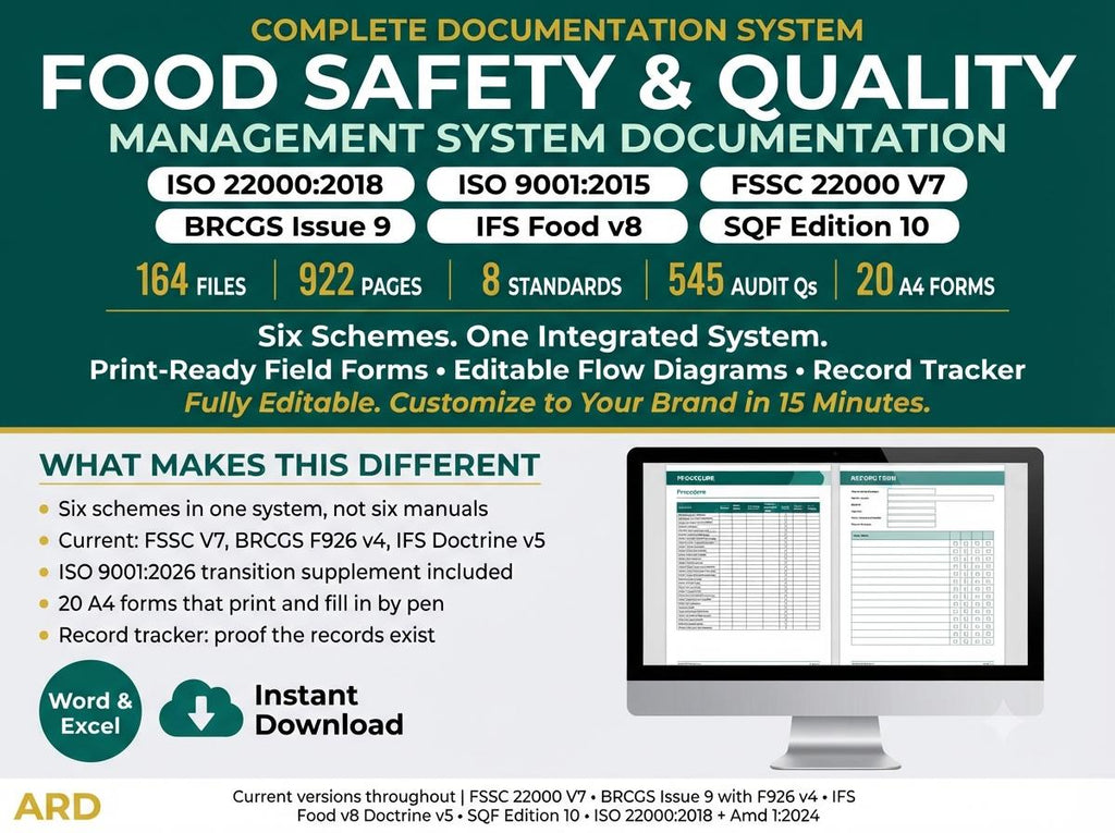 Integrated Food Safety Full Pack System, fssc, brcgs, ifs, sqf, ISO 22000, ISO 9001