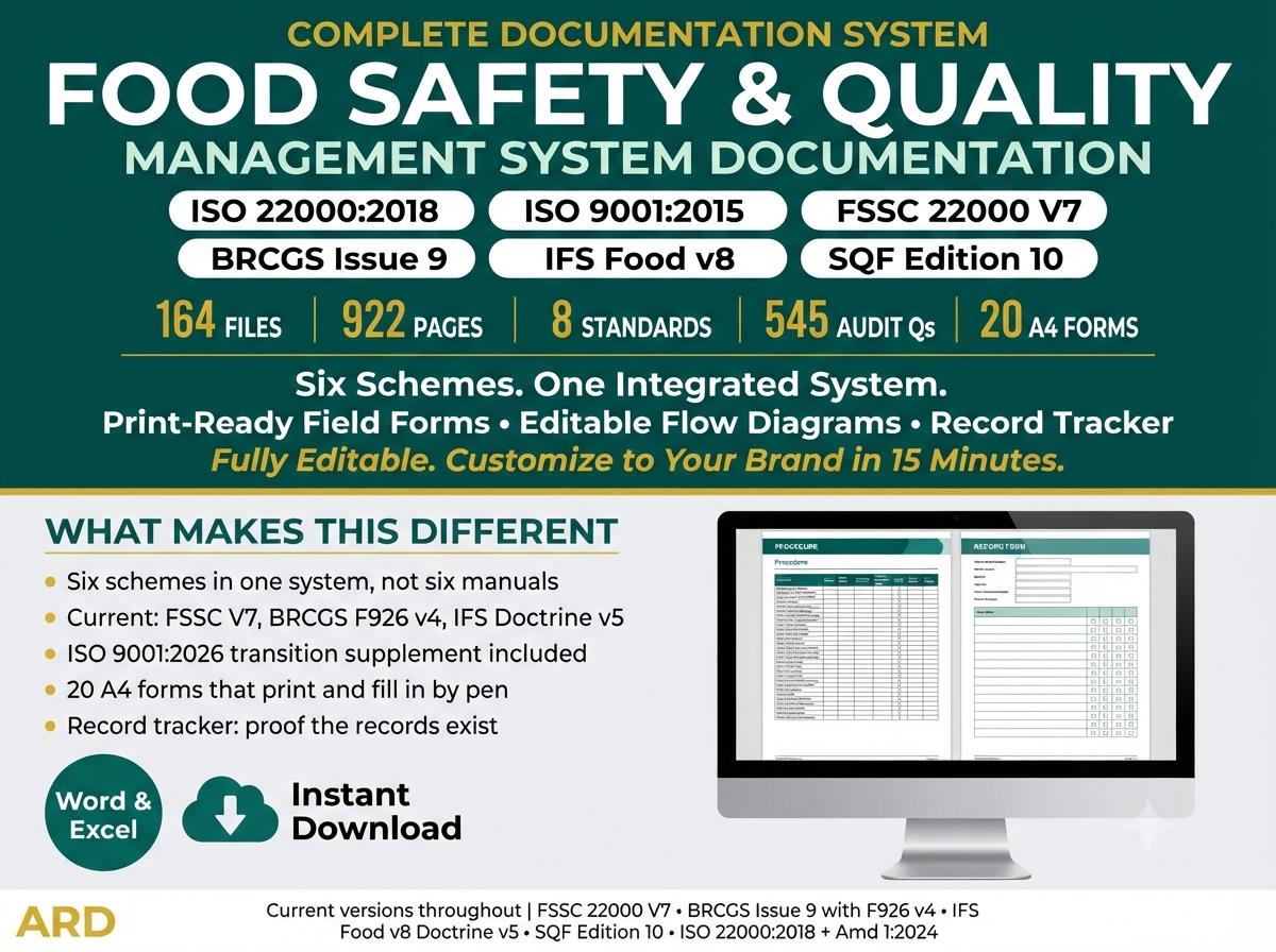 Integrated Food Safety Full Pack System, fssc, brcgs, ifs, sqf, ISO 22000, ISO 9001
