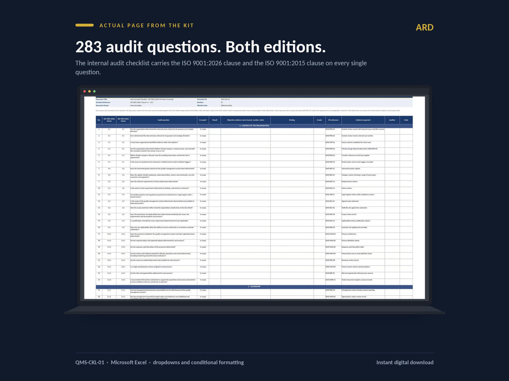 ISO 9001:2015 Quality Management System Full Pack | 2026 Ready | 130 Files