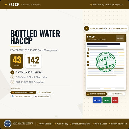 HACCP Food Management System Kit For Bottled Water FDA Based