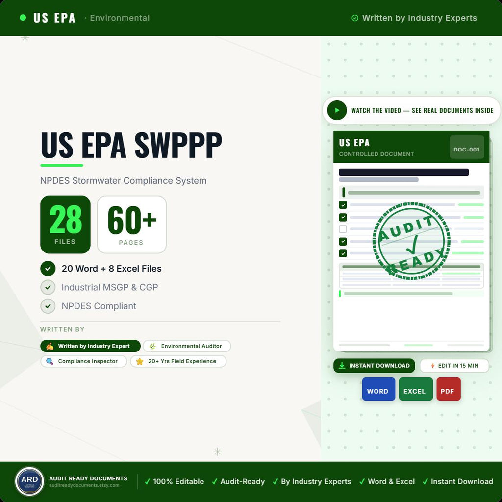 US EPA SWPPP | NPDES Stormwater Compliance System Full Pack Documents | MSGP + CGP