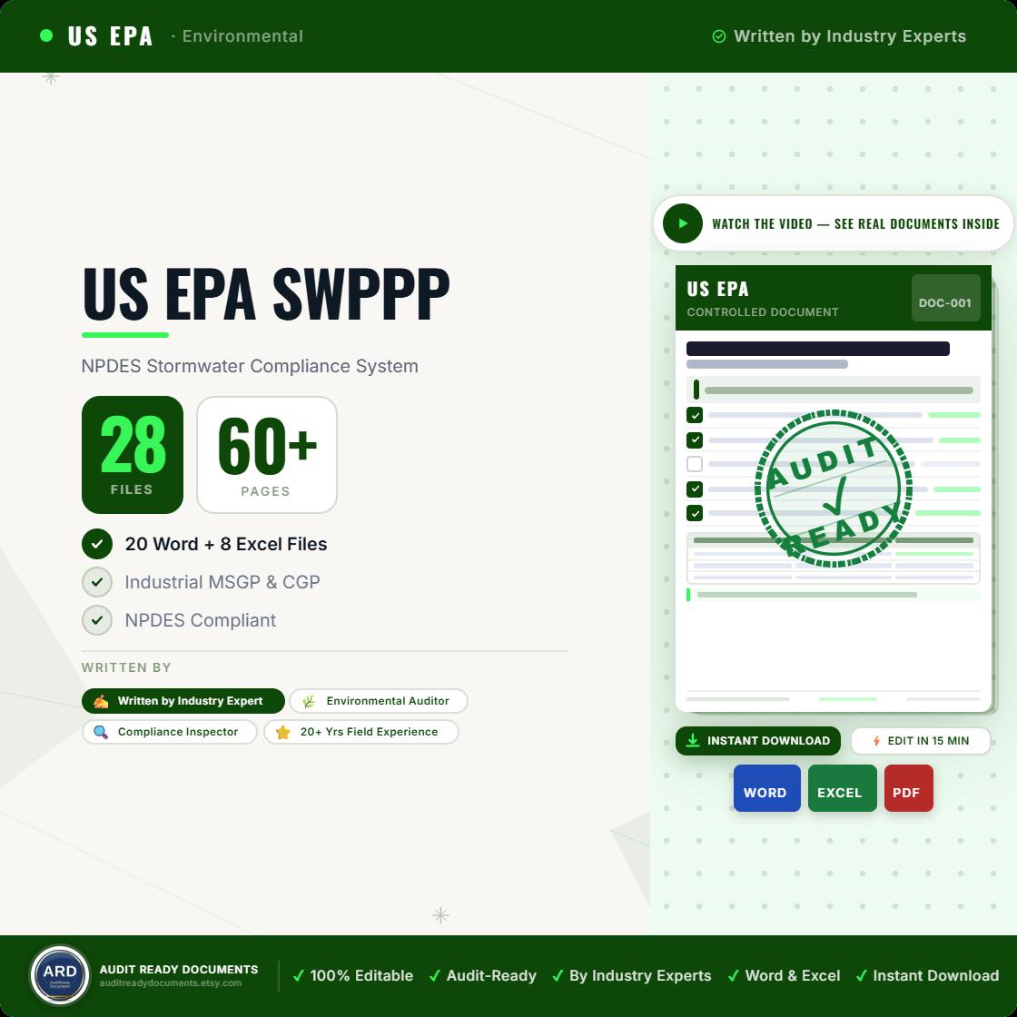 US EPA SWPPP | NPDES Stormwater Compliance System Full Pack Documents | MSGP + CGP