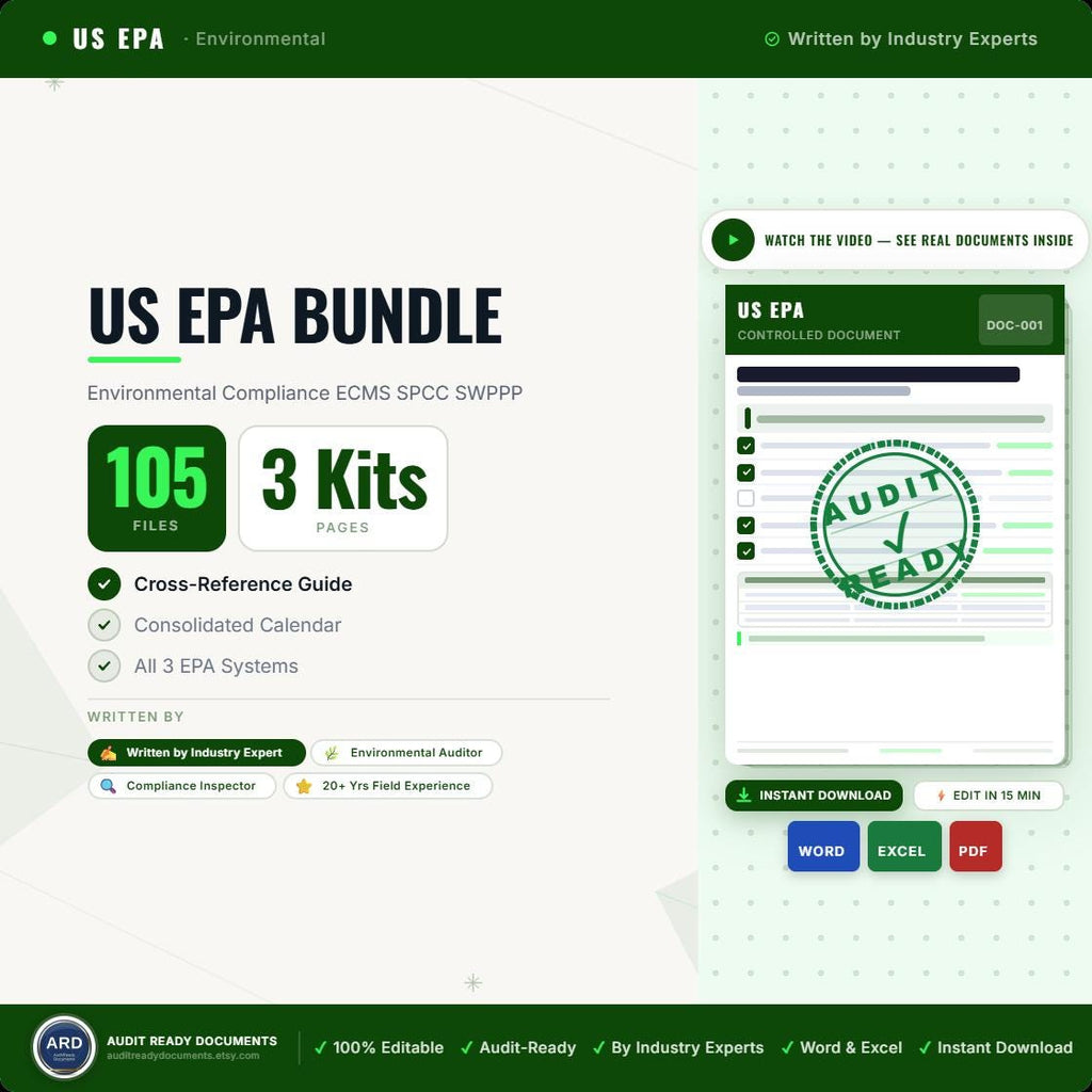 US EPA Environmental Compliance Bundle | ECMS + SPCC + SWPPP | Three Complete Kits in One