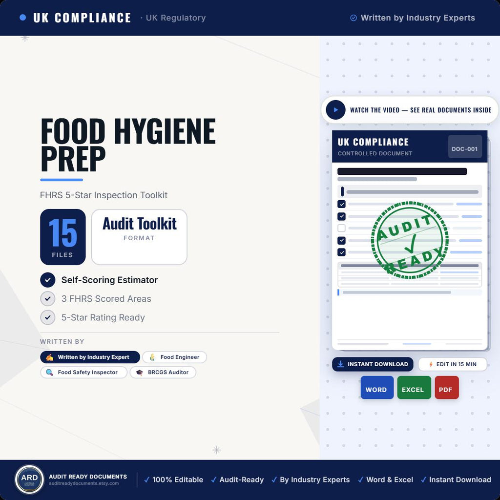 Food Hygiene Inspection Prep Kit | FHRS Score Higher Documents (Digital Download)
