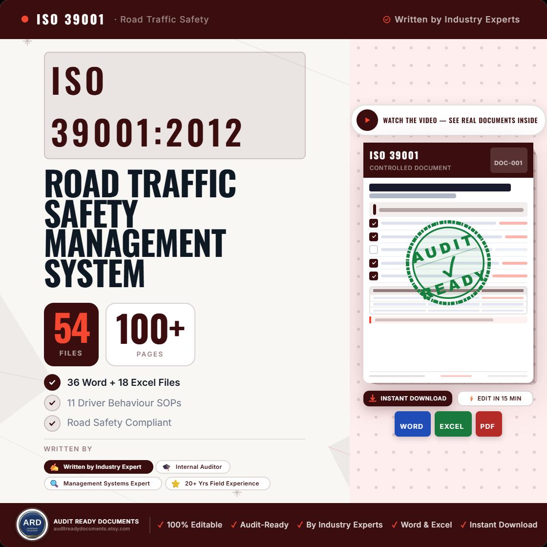 ISO 39001:2012 Road Safety Management System Full Pack Documents