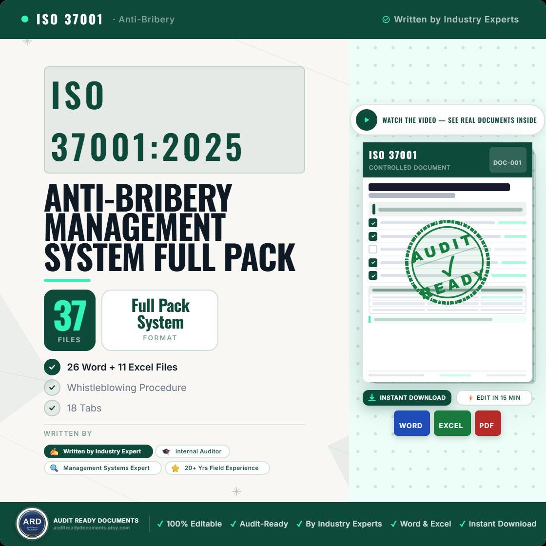 ISO 37001:2025 Anti-Bribery Management System Full Pack Documents