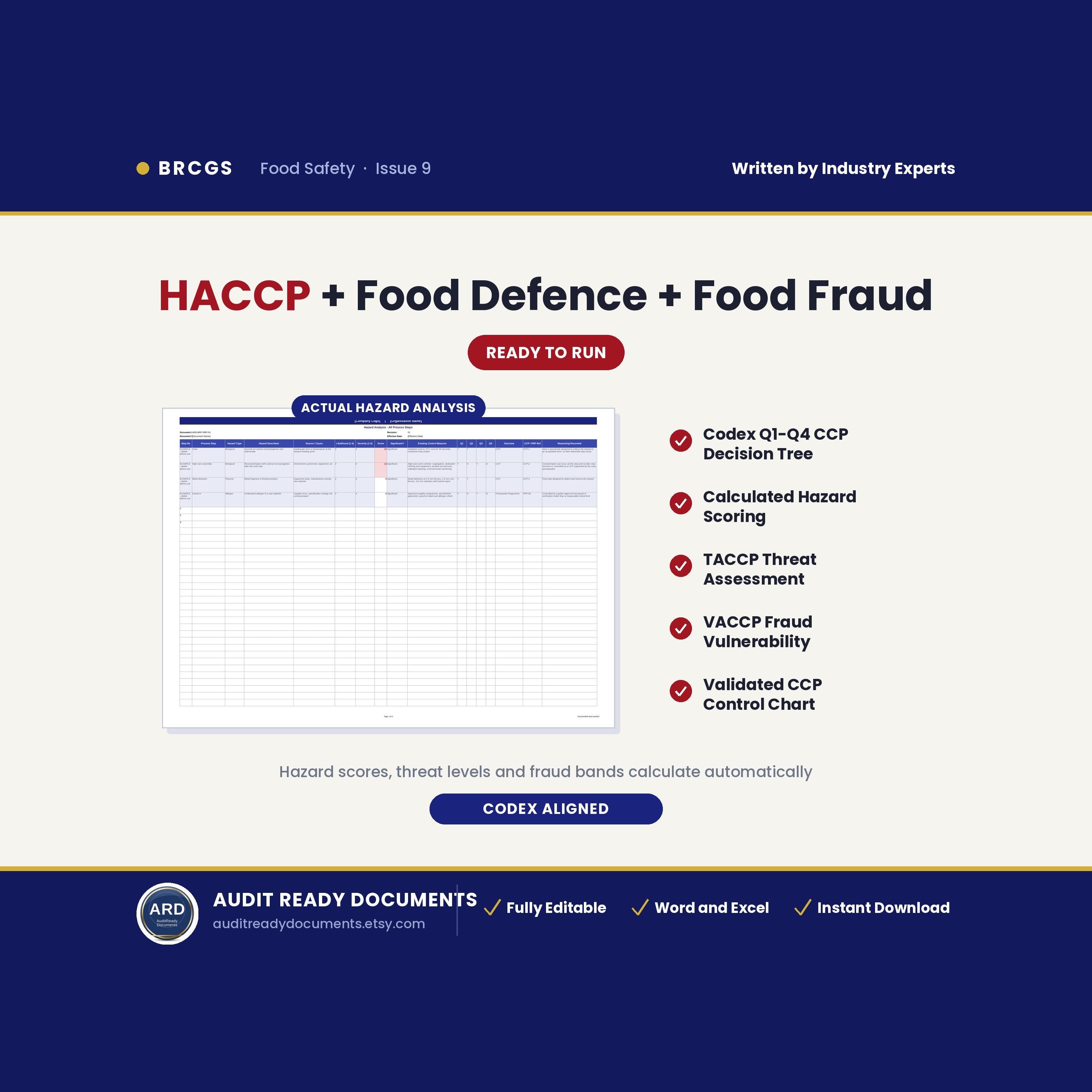 Editable BRCGS Food Quality and Safety V9 Full Pack System Documents