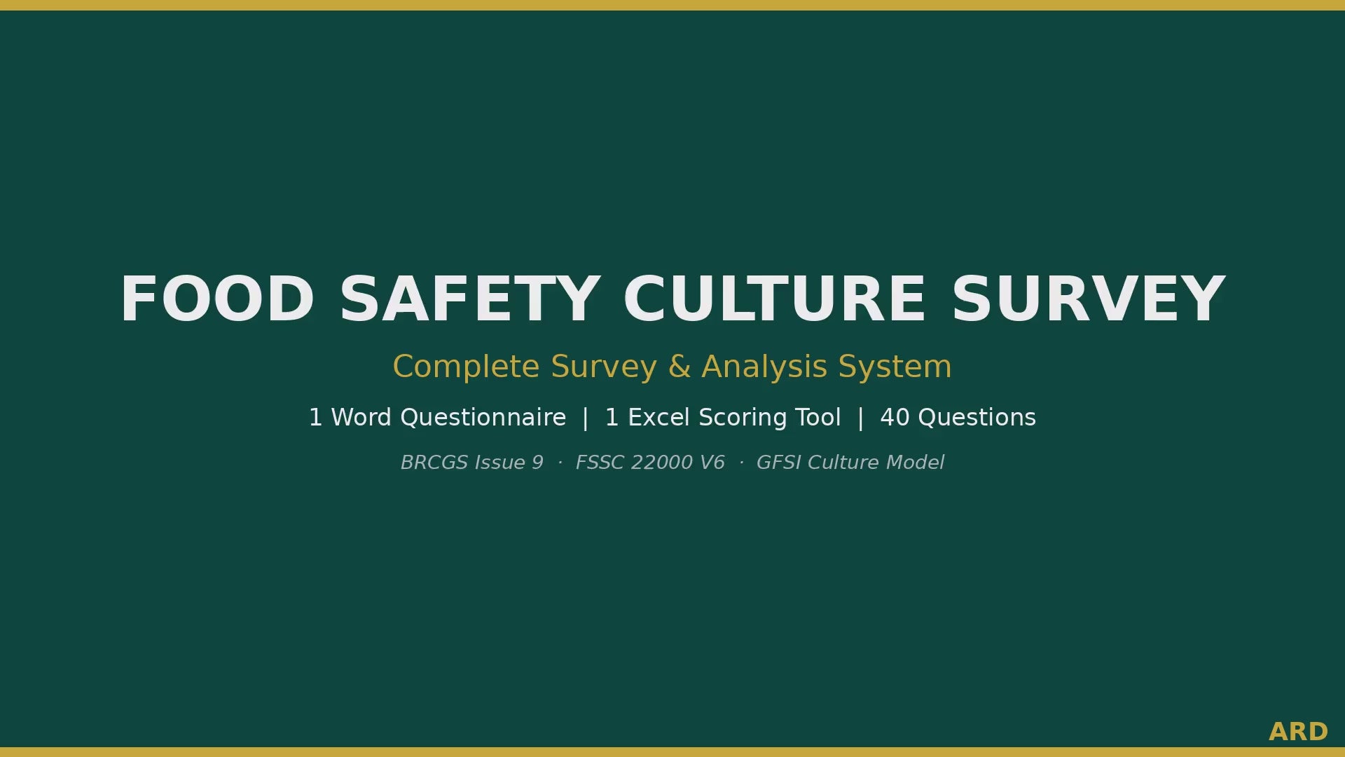 Food Safety Culture Survey | BRCGS FSSC 22000 GFSI | Editable Word Excel (Digital Download)