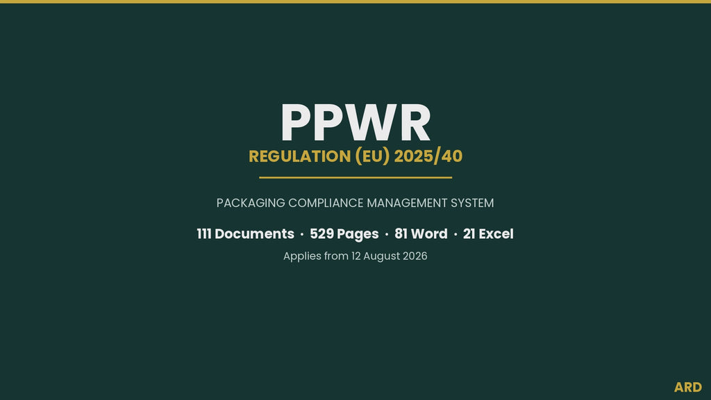 PPWR EU 2025/40 Packaging Compliance Templates, PFAS & Food Contact Included, Editable Word Excel, Digital Download