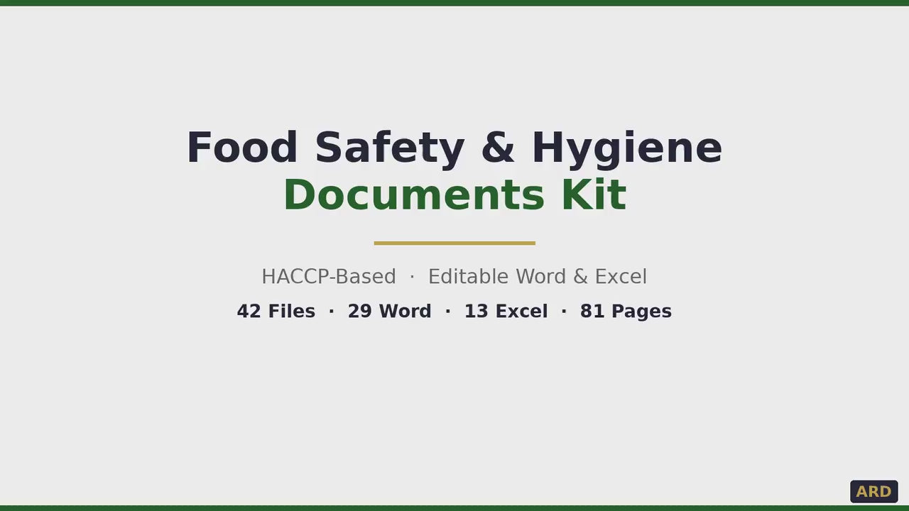Food Safety Hygiene Full Pack System Documents | with HACCP Plan, Editable Word Excel Templates