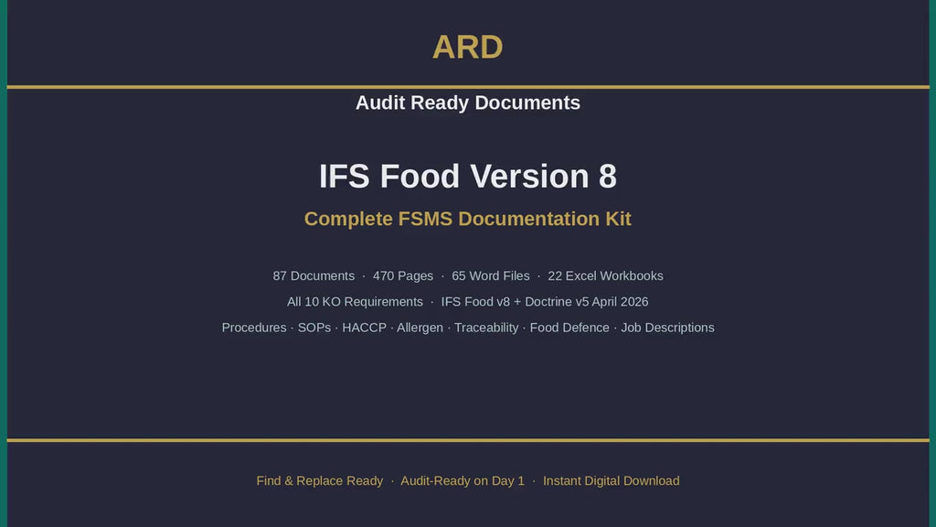 IFS Food v8 FSMS Documentation Kit | All 10 KO Requirements, Doctrine v5