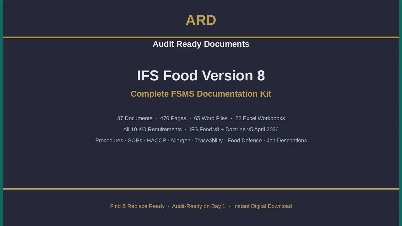 IFS Food v8 FSMS Documentation Kit | All 10 KO Requirements, Doctrine v5