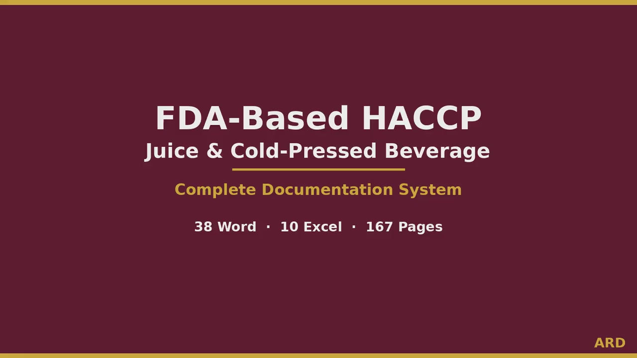 FDA Juice And  Cold-Pressed Beverage Food Safety Documentation System Full Pack 21 CFR 120