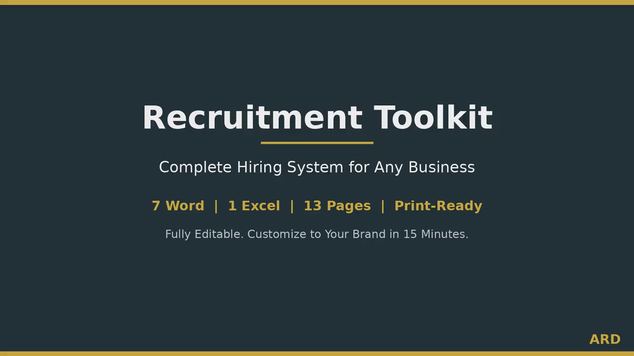 Recruitment Toolkit | Hiring Templates for Small Business | Interview Scorecard Job Description Requisition Reference Offer Onboarding