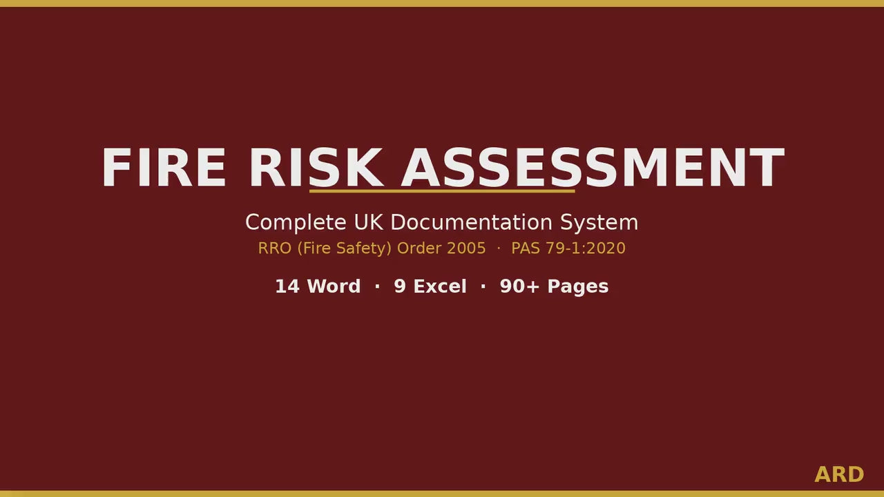 UK Fire Risk Assessment System, Editable Word Excel Documents (RRO 2005, PAS 79-1)