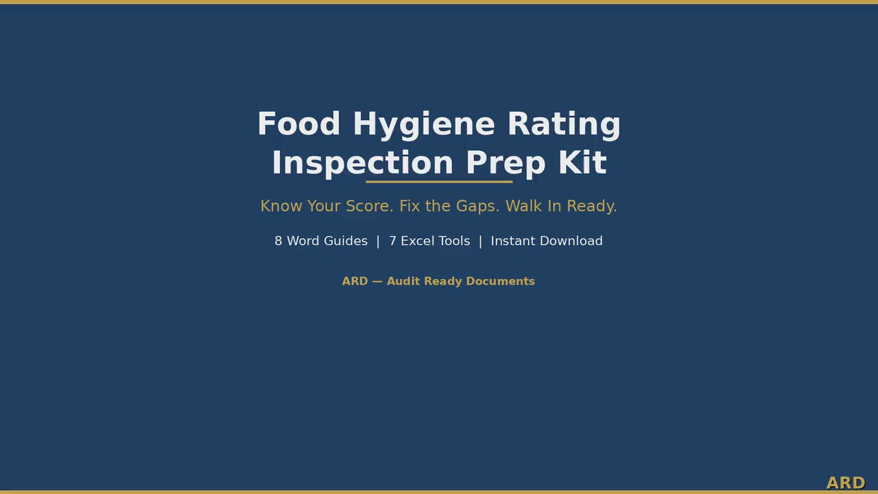Food Hygiene Inspection Prep Kit | FHRS Score Higher Documents (Digital Download)