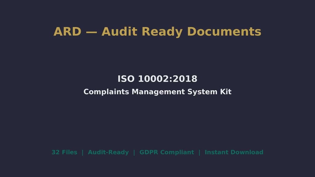 ISO 10002:2018 Complaints Management Full Pack System Documents