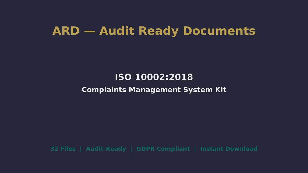 ISO 10002:2018 Complaints Management Full Pack System Documents