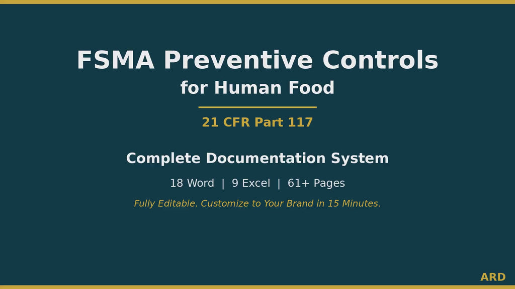 FSMA Preventive Controls Food Safety Plan System Full Pack Documents