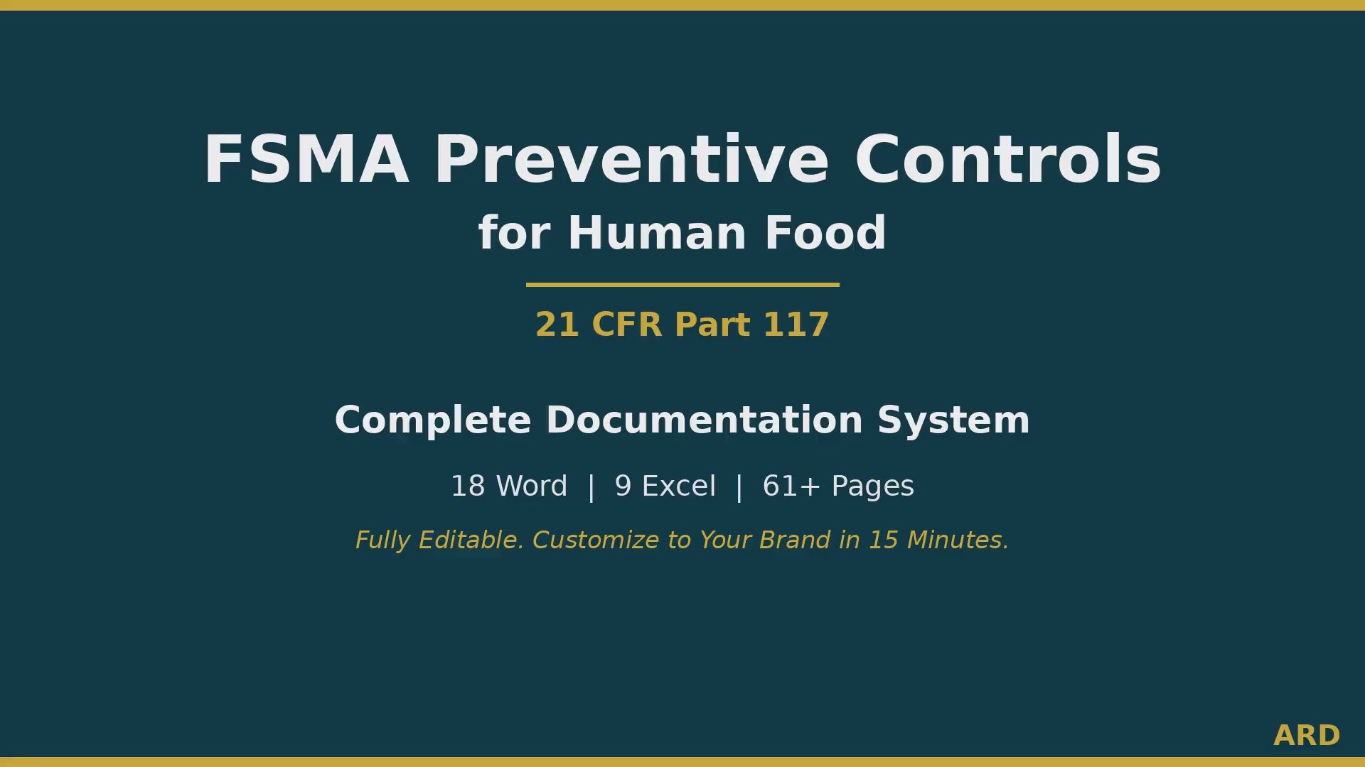 FSMA Preventive Controls Food Safety Plan System Full Pack Documents