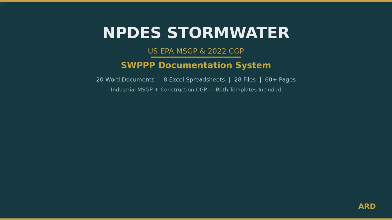 US EPA SWPPP  | Npdes Stormwater Compliance System Full Pack Documents + Msgp + Cgp